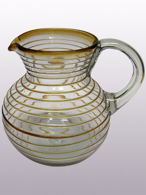 Wholesale Spiral Glassware / 'Amber Spiral' blown glass pitcher / A classic with a modern twist, this pitcher is adorned with a beautiful amber color spiral.